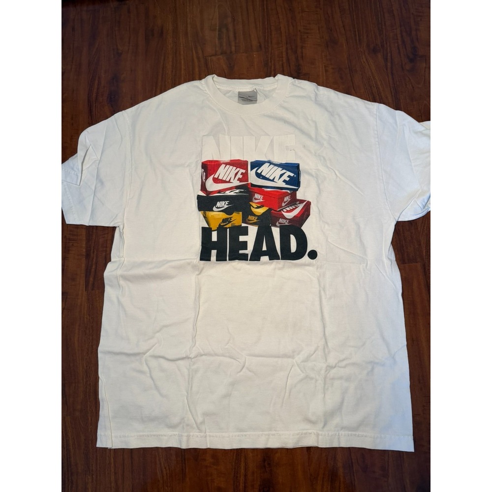 Vintage Men's Nike Head Shoe Box White T-Shirt Grey Tag Short Sleeve SZ XL